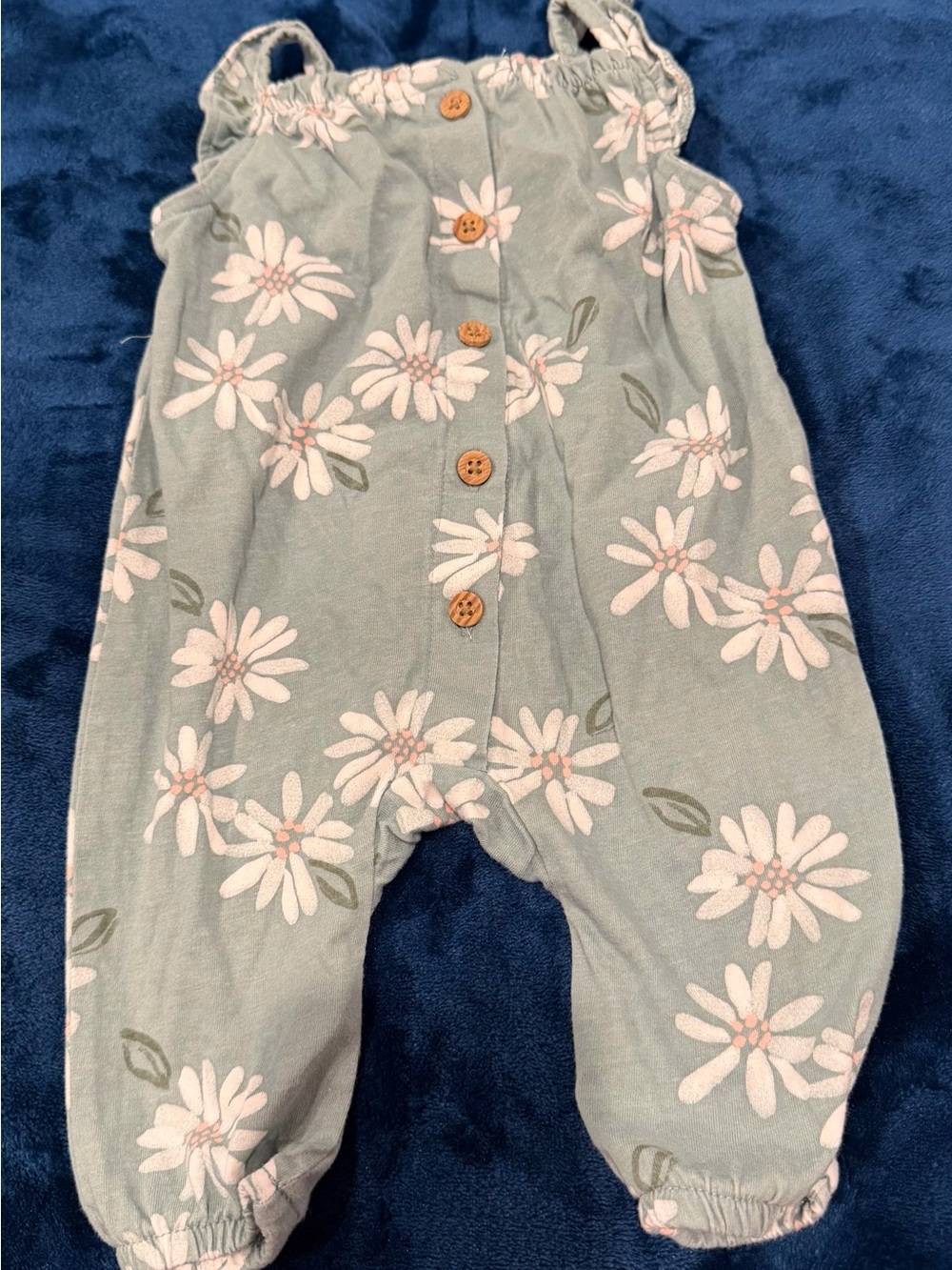 Carter's Green Floral Button-Front Baby Romper